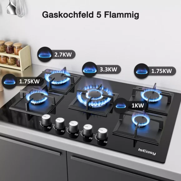 Gaskochfeld 5 Flammen